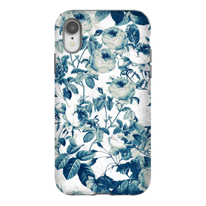 iPhone Xr StrongFit Blue Vintage Rose Pattern  by  Utart