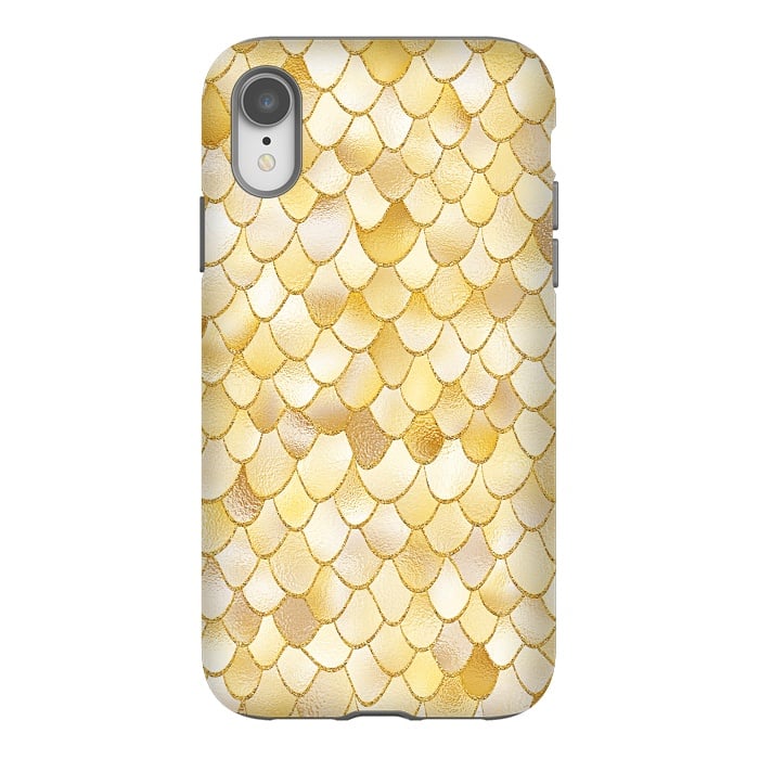 iPhone Xr StrongFit Gold Wonky Metal Mermaid Scales by  Utart