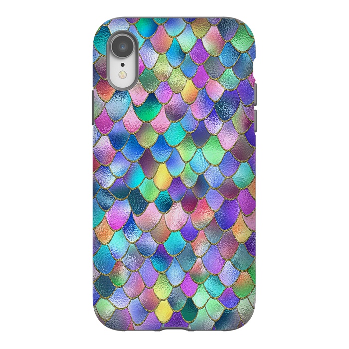 iPhone Xr StrongFit Colorful Carnival Wonky Metal Mermaid Scales by  Utart