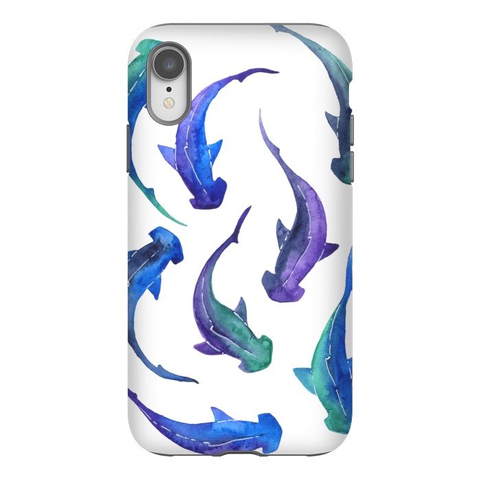 iPhone Xr StrongFit Hammerhead Shark Print by Becky Starsmore