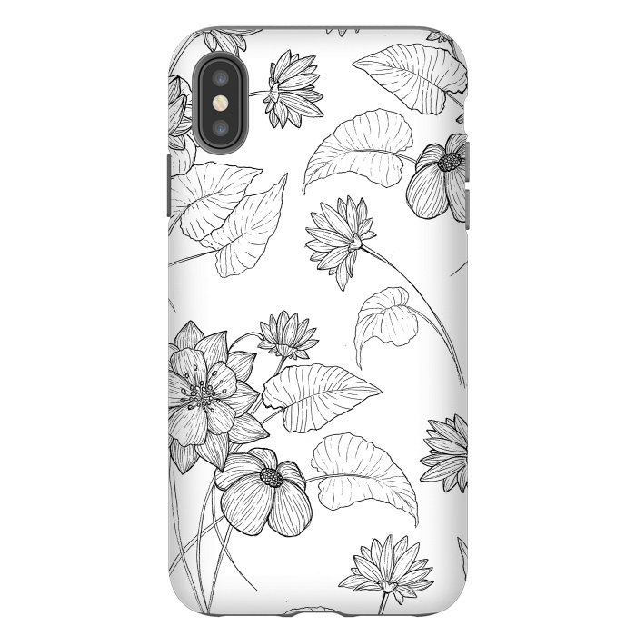 iPhone Xs Max StrongFit Monochrome Sketchbook Floral by Becky Starsmore