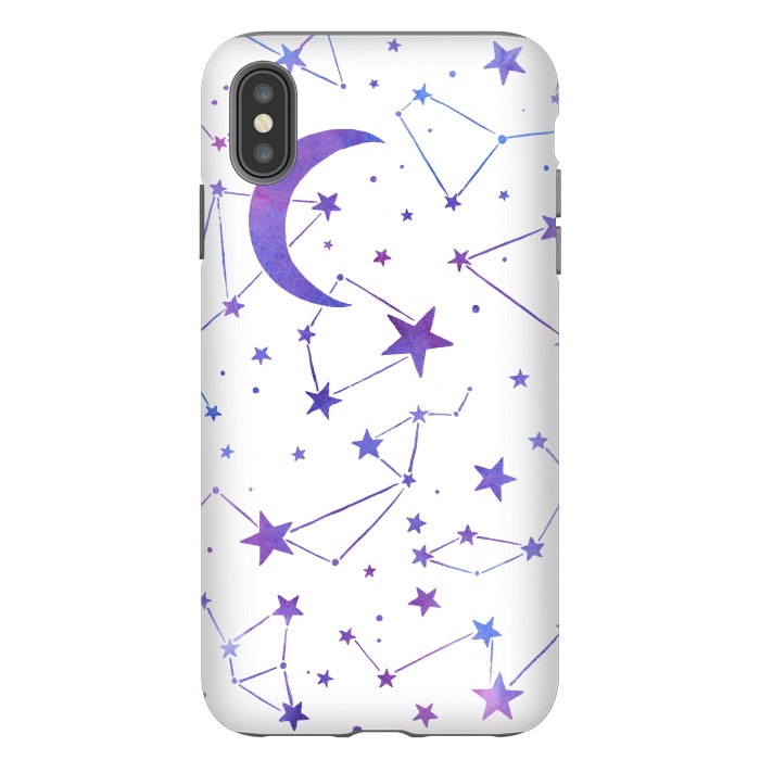 iPhone Xs Max StrongFit Watercolor Star And Moon Constellations by Becky Starsmore