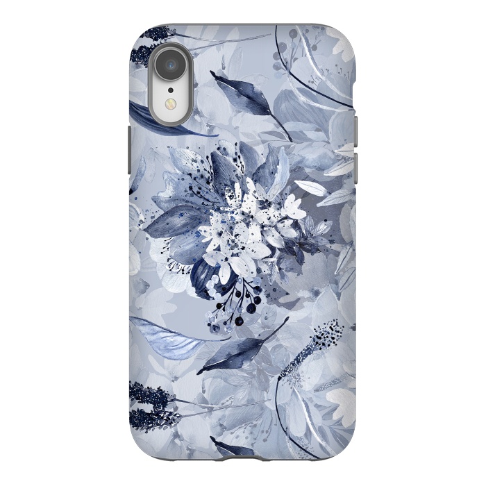 iPhone Xr StrongFit Autumnal fresh gray and blue flower rose pattern by  Utart