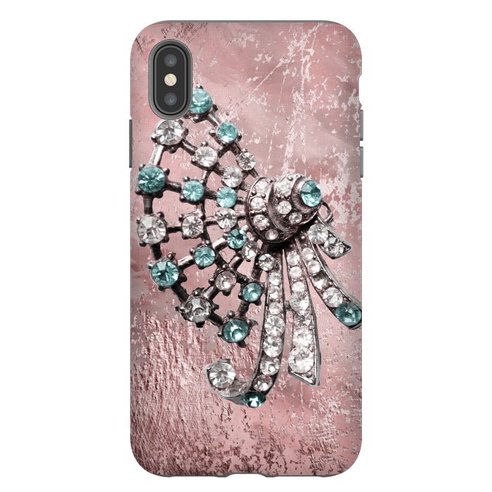 iPhone Xs Max StrongFit Rhinestone Embellishment Pink And Teal by Andrea Haase