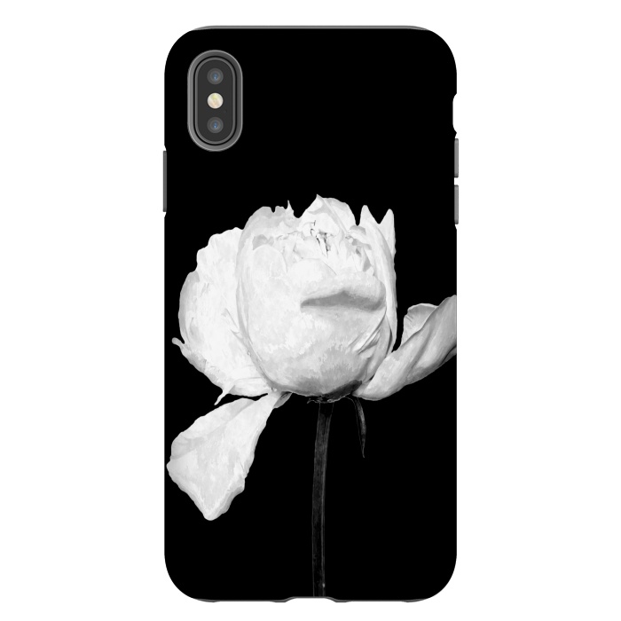 iPhone Xs Max StrongFit White Peony Black Background by Alemi