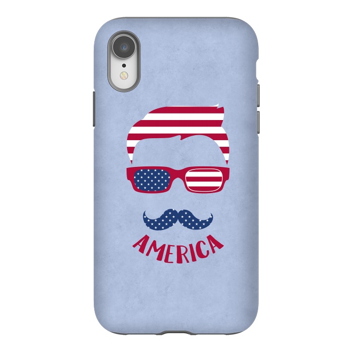 iPhone Xr StrongFit American Hipster Face 4th July by Andrea Haase