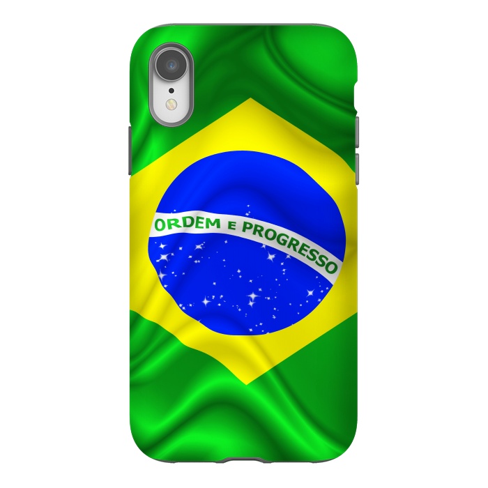 iPhone Xr StrongFit Brazil Waving Silk Flag by BluedarkArt