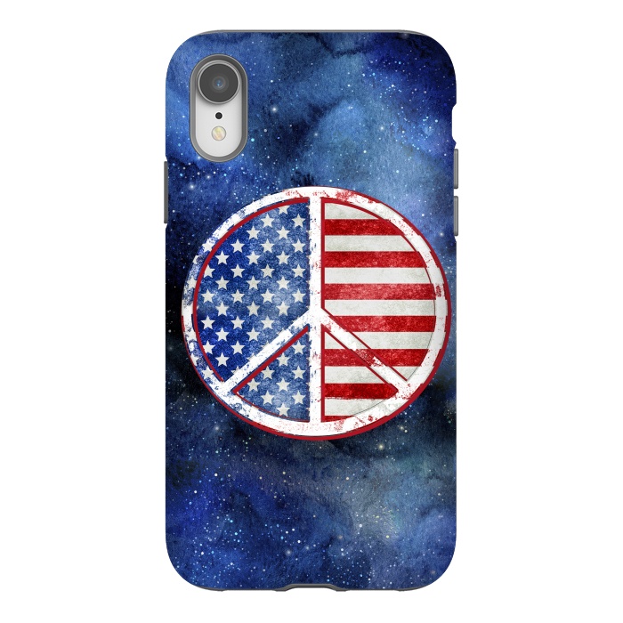 iPhone Xr StrongFit Peace Sign Stars and Stripes USA Flag 2 by Andrea Haase