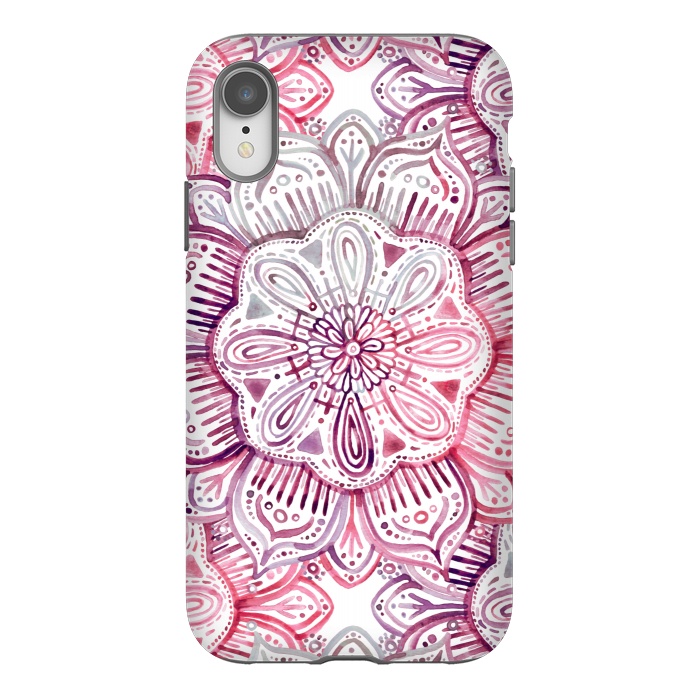 iPhone Xr StrongFit Burgundy Blush Watercolor Mandala by Micklyn Le Feuvre
