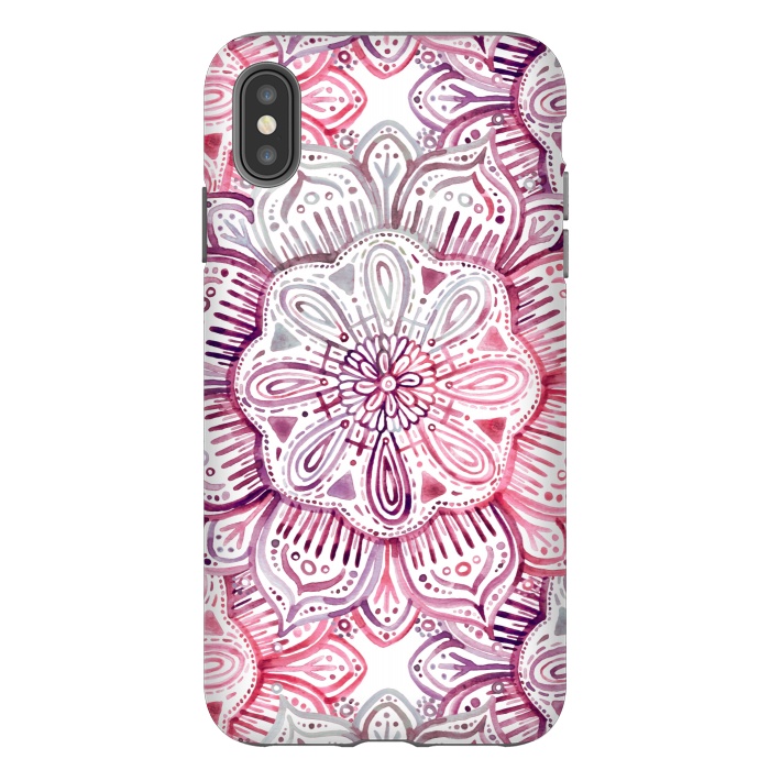 iPhone Xs Max StrongFit Burgundy Blush Watercolor Mandala by Micklyn Le Feuvre