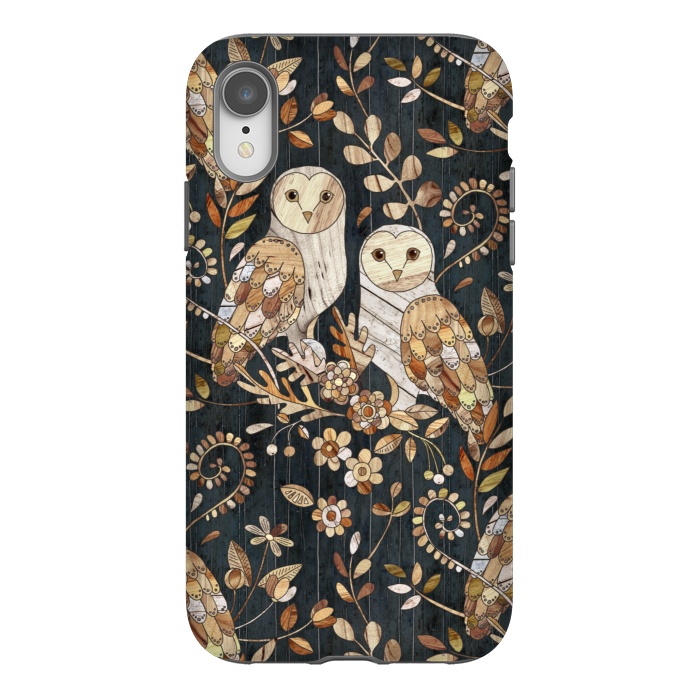 iPhone Xr StrongFit Wooden Wonderland Barn Owl Collage by Micklyn Le Feuvre