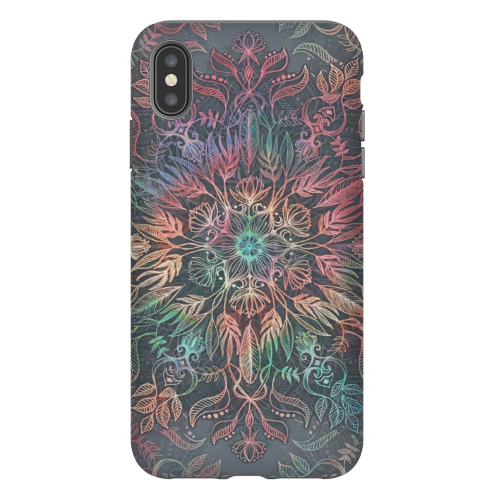 iPhone Xs Max StrongFit Winter Sunset Mandala in Charcoal, Mint and Melon by Micklyn Le Feuvre