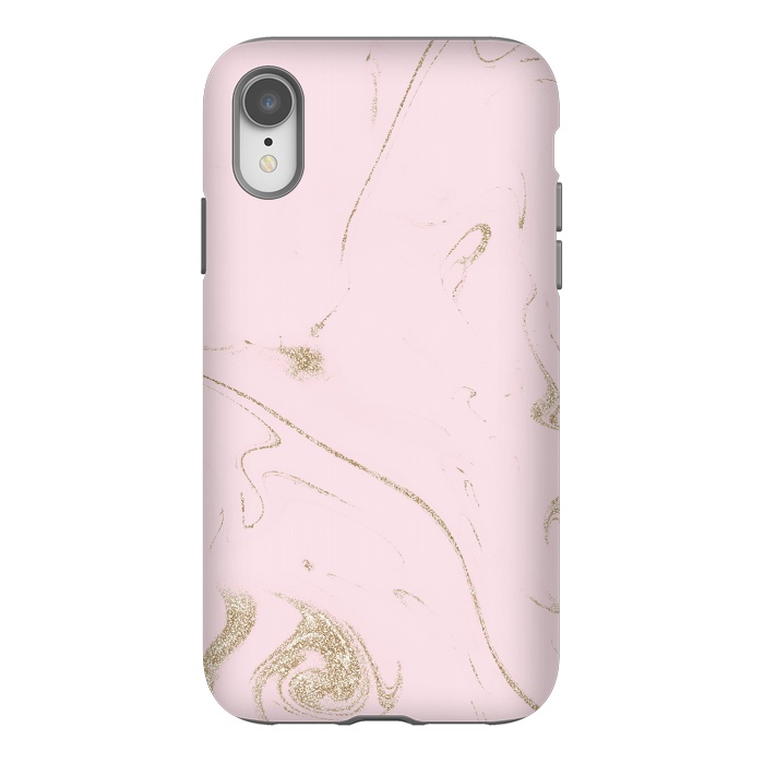 iPhone Xr StrongFit Luxe gold and blush marble image by InovArts