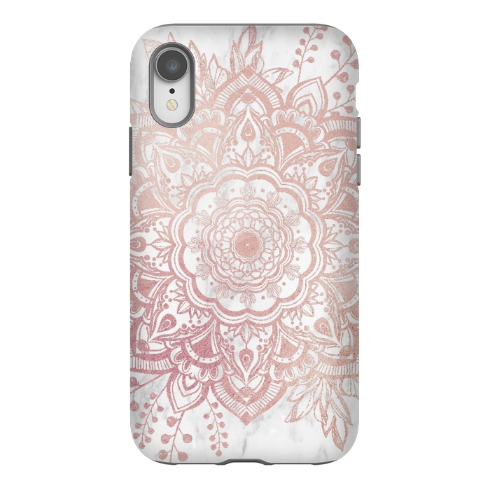 iPhone Xr StrongFit Queen Starring of Mandala-White Marble by ''CVogiatzi.