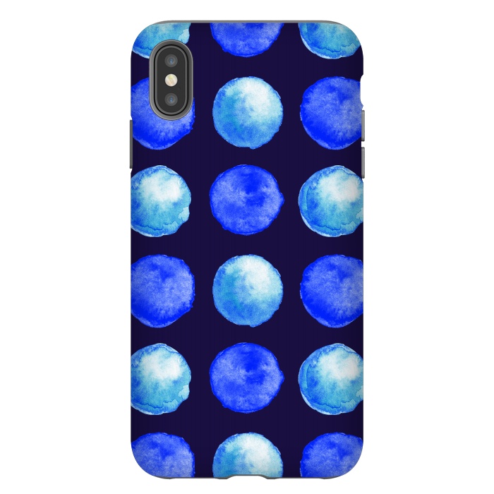 iPhone Xs Max StrongFit Winter Blue Watercolor Large Dots Pattern by Boriana Giormova