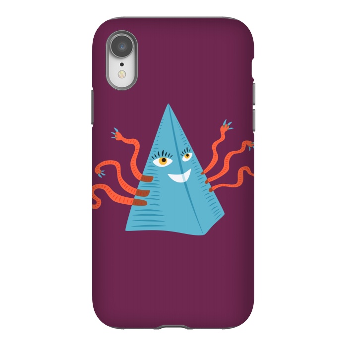iPhone Xr StrongFit Weird Blue Alien Pyramid Character With Tentacles by Boriana Giormova