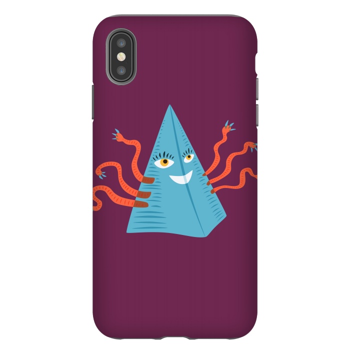 iPhone Xs Max StrongFit Weird Blue Alien Pyramid Character With Tentacles by Boriana Giormova