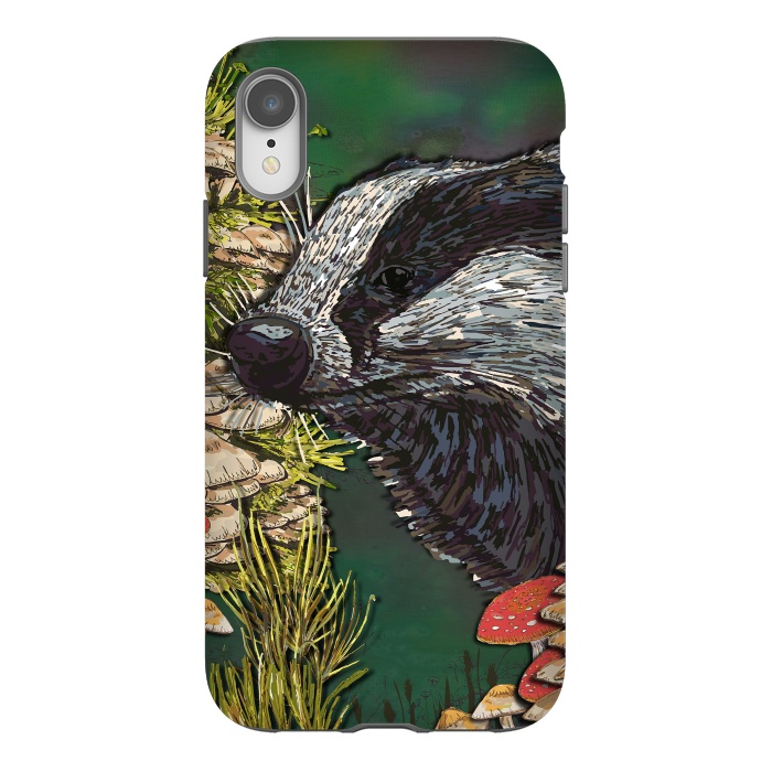 iPhone Xr StrongFit Badger Woodland Walk by Lotti Brown
