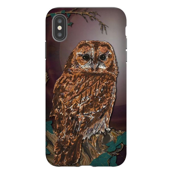 iPhone Xs Max StrongFit Tawny Owl - Mistress of the Night by Lotti Brown
