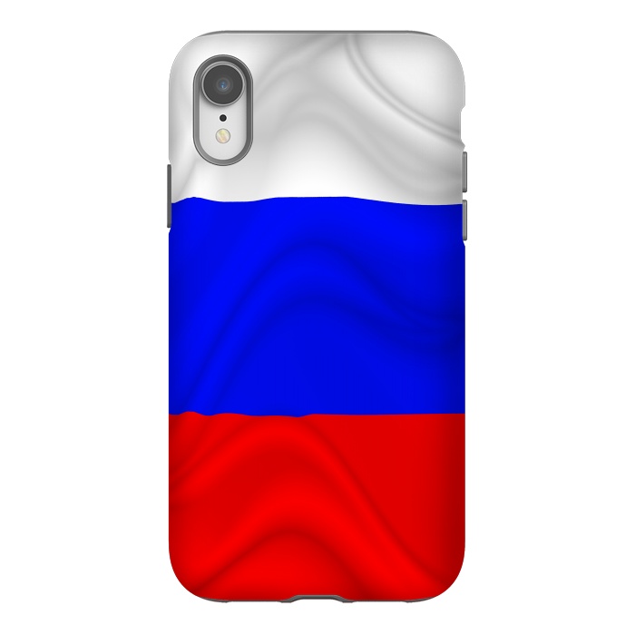 iPhone Xr StrongFit Russia Waving Flag Digital Silk Satin Fabric by BluedarkArt
