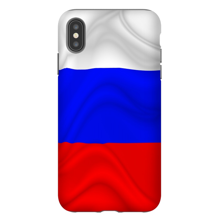 iPhone Xs Max StrongFit Russia Waving Flag Digital Silk Satin Fabric by BluedarkArt