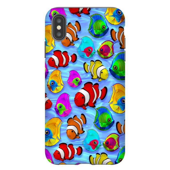 iPhone Xs Max StrongFit Tropical Colorful Fish Pattern by BluedarkArt