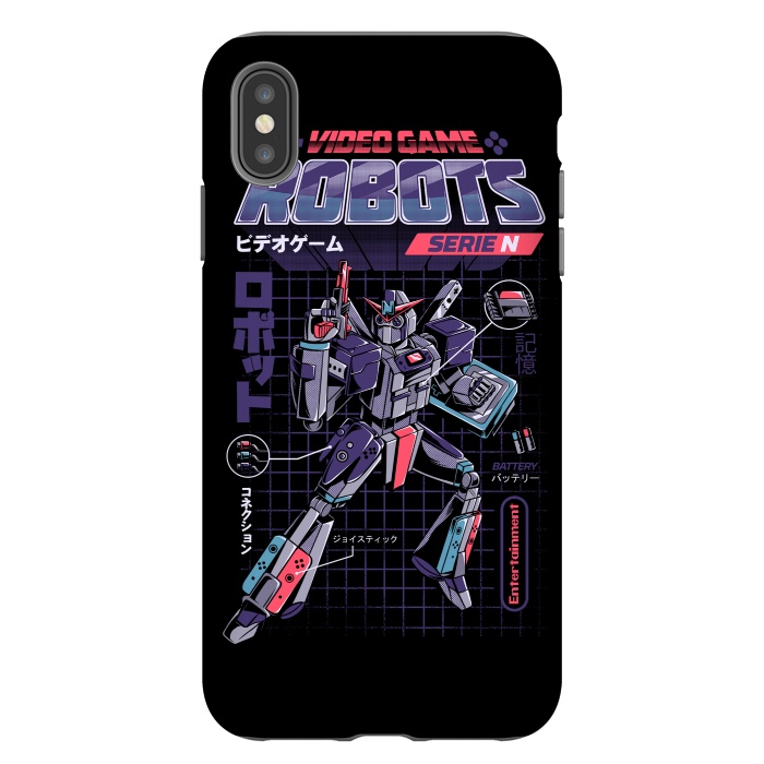 iPhone Xs Max StrongFit Video Game Robot - Model N by Ilustrata