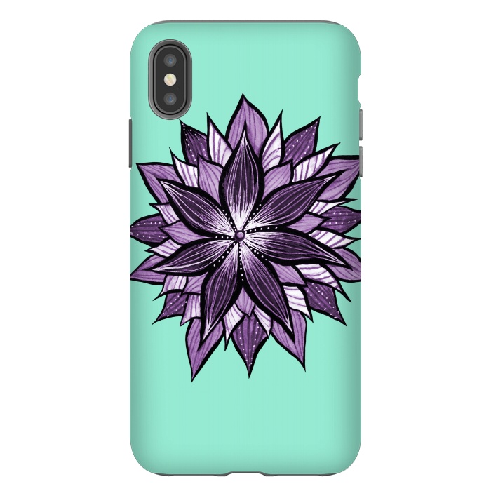 iPhone Xs Max StrongFit Purple Mandala Like Ink Drawn Abstract Flower by Boriana Giormova