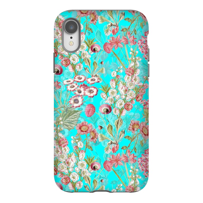 iPhone Xr StrongFit White & Pink Flowers on Teal by  Utart