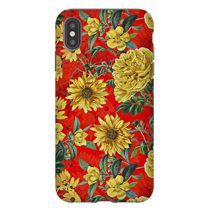 iPhone Xs Max StrongFit Sunflowers and Roses on Red by  Utart