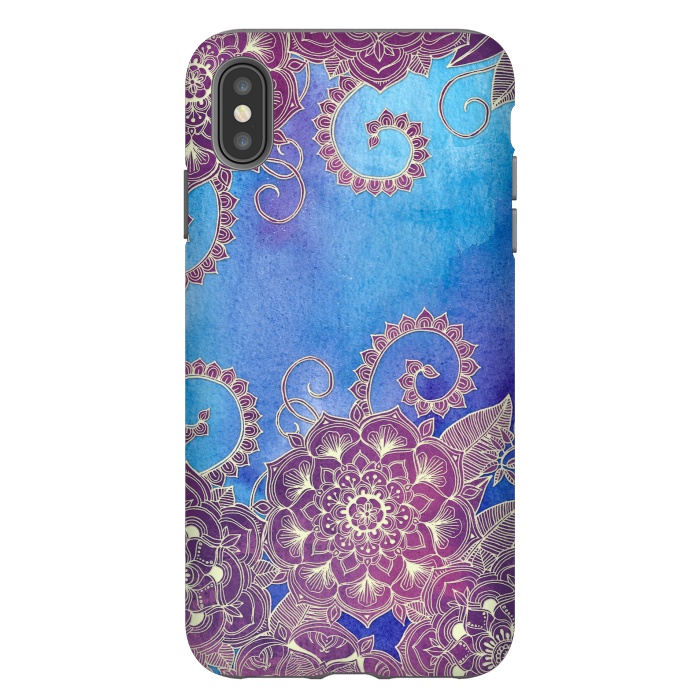 iPhone Xs Max StrongFit Magnolia & Magenta Floral on Watercolor by Micklyn Le Feuvre