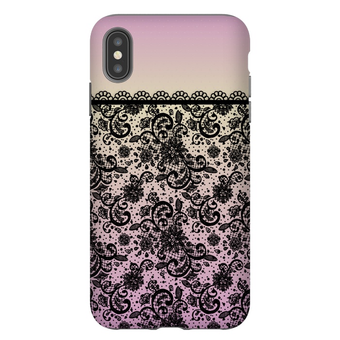 iPhone Xs Max StrongFit Black lace Purple Ombre by Quirk It Up