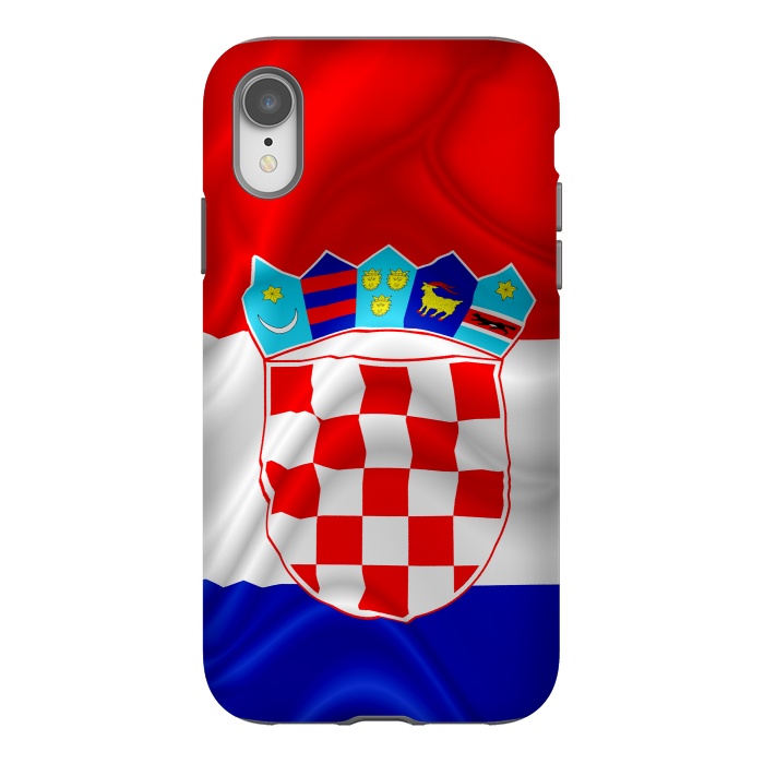 iPhone Xr StrongFit Croatia Flag Waving Digital Silk Satin Fabric  by BluedarkArt