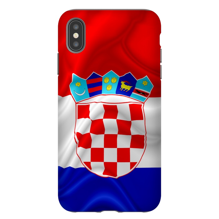 iPhone Xs Max StrongFit Croatia Flag Waving Digital Silk Satin Fabric  by BluedarkArt