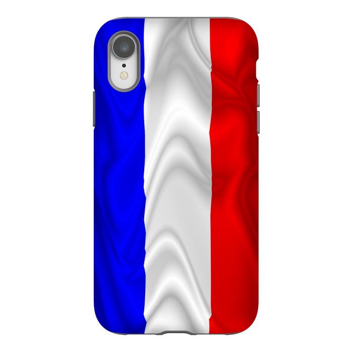 iPhone Xr StrongFit France Flag Waving Digital Silk Satin Fabric  by BluedarkArt