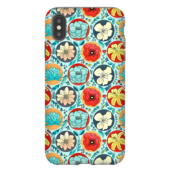 iPhone Xs Max StrongFit Polka Dot Floral On Navy  by Tigatiga