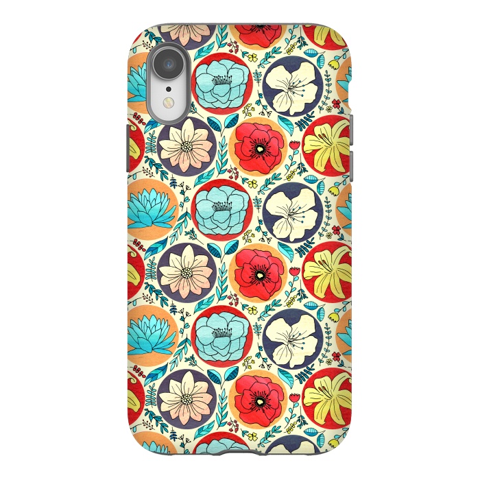 iPhone Xr StrongFit Polka Dot Floral On Cream by Tigatiga