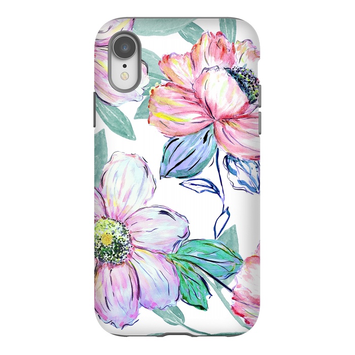 iPhone Xr StrongFit Romantic watercolor flowers hand paint design by InovArts