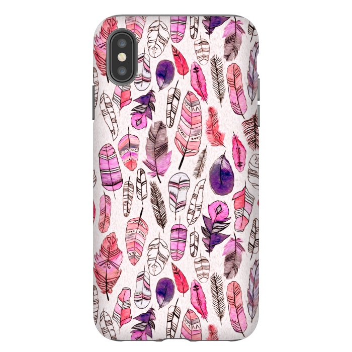 iPhone Xs Max StrongFit Pink Feathers  by Tigatiga