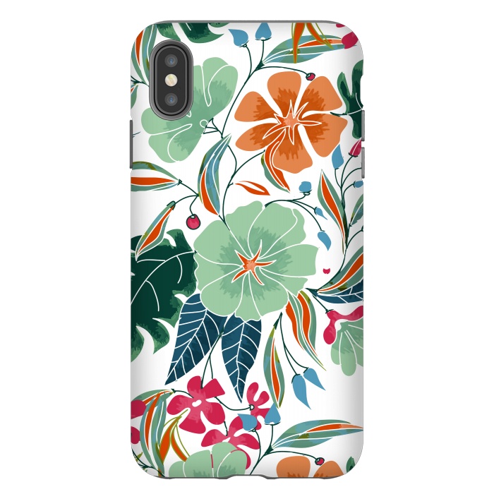 iPhone Xs Max StrongFit Minty + Rust Floral by Uma Prabhakar Gokhale