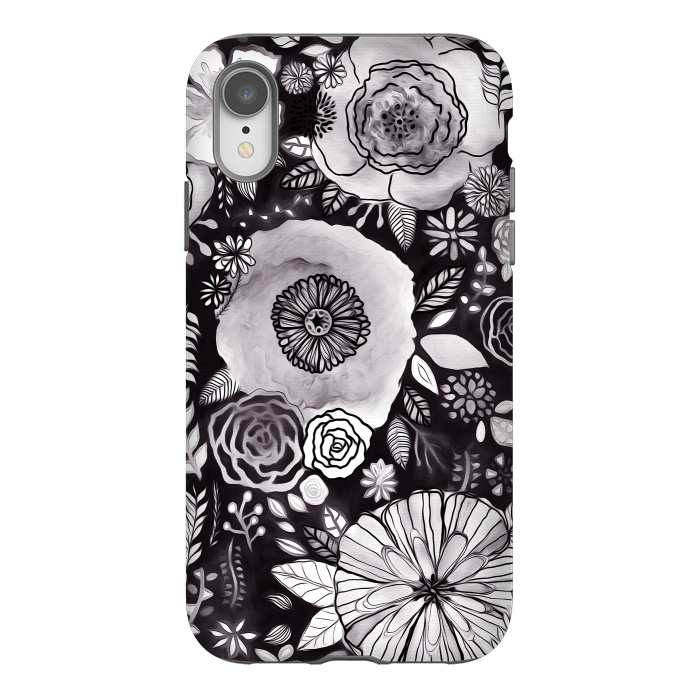 iPhone Xr StrongFit Black & White Floral Mix  by Tigatiga