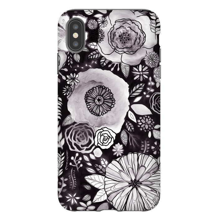 iPhone Xs Max StrongFit Black & White Floral Mix  by Tigatiga