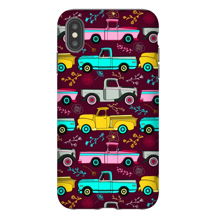iPhone Xs Max StrongFit Floral Vintage Trucks  by Tigatiga