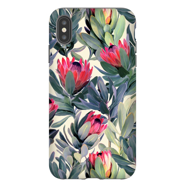 iPhone Xs Max StrongFit Painted Protea Pattern by Micklyn Le Feuvre