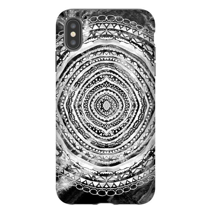 iPhone Xs Max StrongFit Black & White Marbling Mandala  by Tigatiga