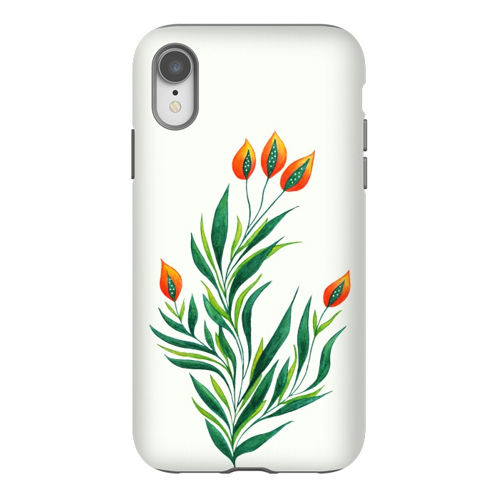 iPhone Xr StrongFit Green Plant With Orange Buds by Boriana Giormova
