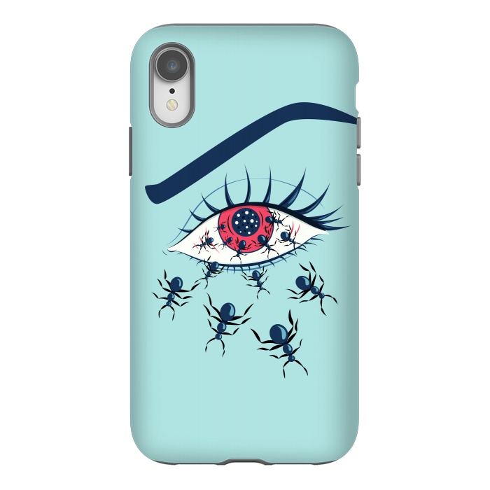 iPhone Xr StrongFit Weird Creepy Red Eye With Crawling Ants by Boriana Giormova