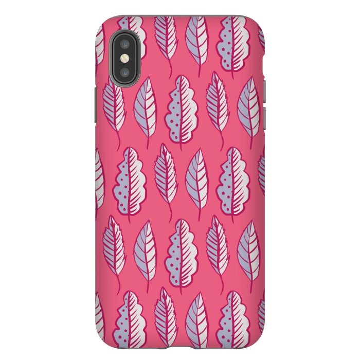 iPhone Xs Max StrongFit Pink Leaves Abstract Decorative Pattern by Boriana Giormova