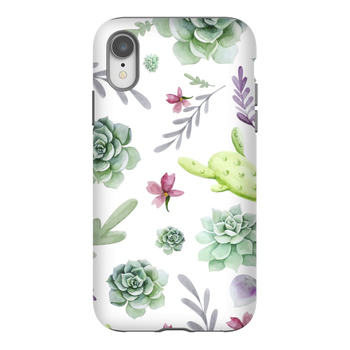 iPhone Xr StrongFit Cactus Watercolor Pattern by Bledi