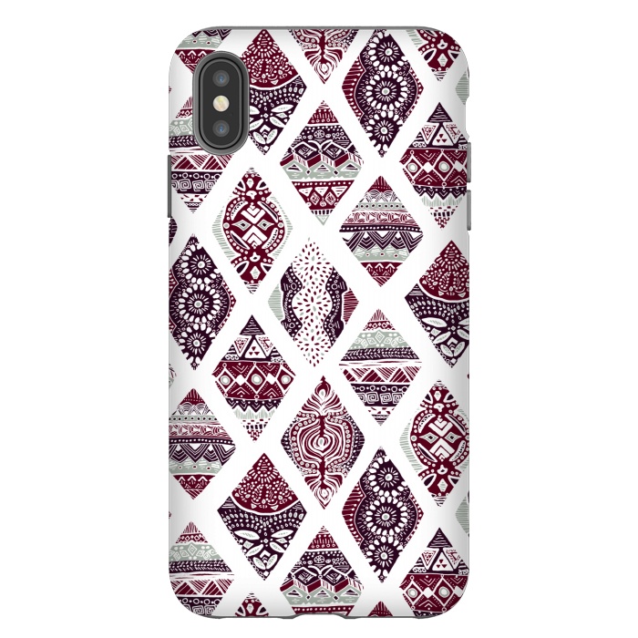 iPhone Xs Max StrongFit Tribal Diamonds On White  by Tigatiga